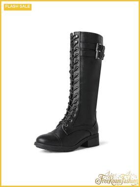 Women's Knee High Riding Combat Boots Faux Fur Lined